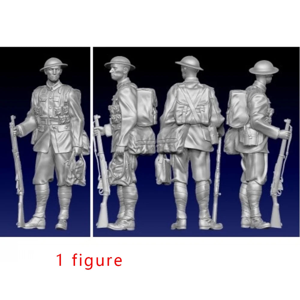 1/35 WWI British Infantryman Standing with Rifle, Resin Model Figure Kit, Unassembled and Unpainted