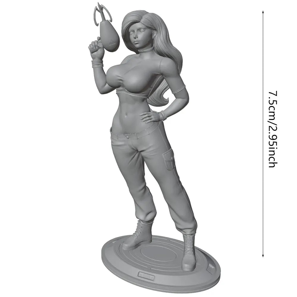 75mm Woman with Firearm, Resin Model Figure Kit, Unassembled and Unpainted
