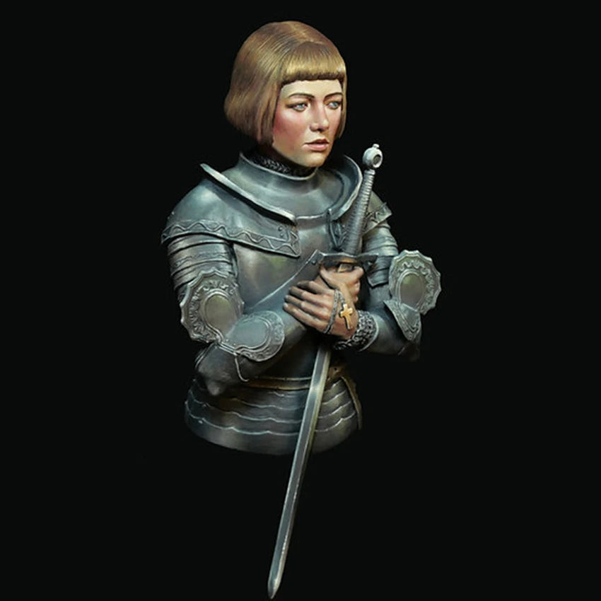 1/10 Ancient Female Warrior in Ornate Armor with Sword, Resin Model Bust Kit, Unassembled and Unpainted