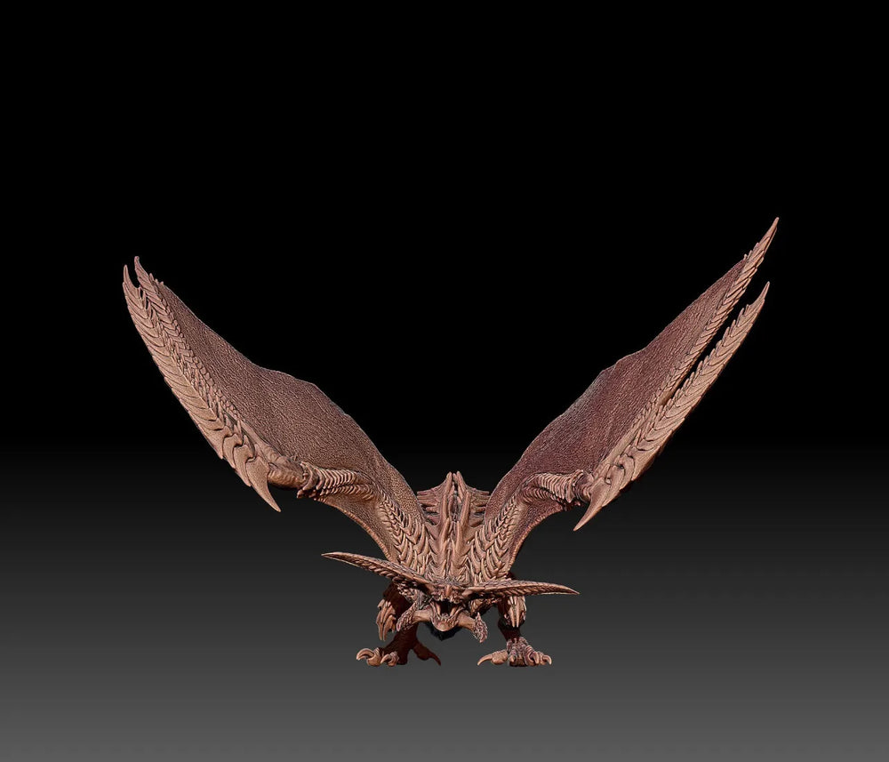 Horned Dragon with Ornate Feathered Wings, Resin Model Figure Kit, Fantasy Theme, Unassembled and Unpainted
