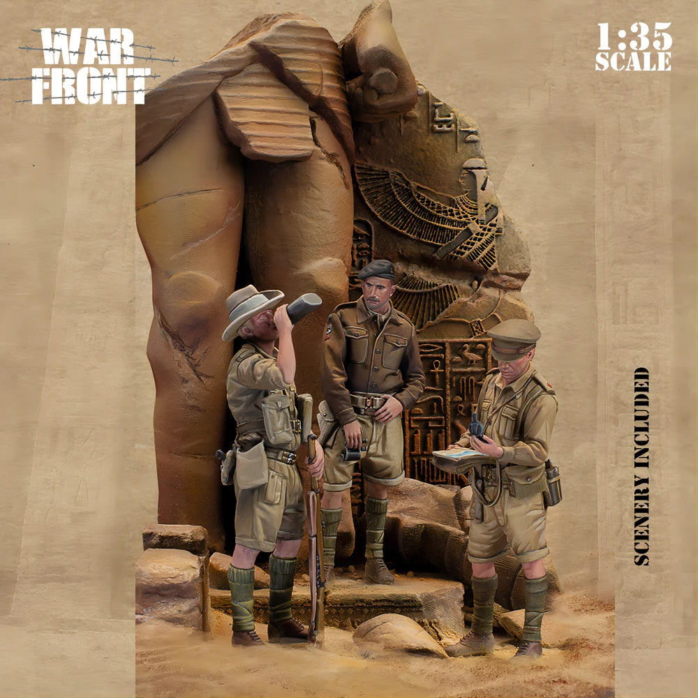 1/35 WWI British Officer Tank Crewman Australian Soldier, 3 Figures, Resin Model Figure Kit, Unassembled and Unpainted