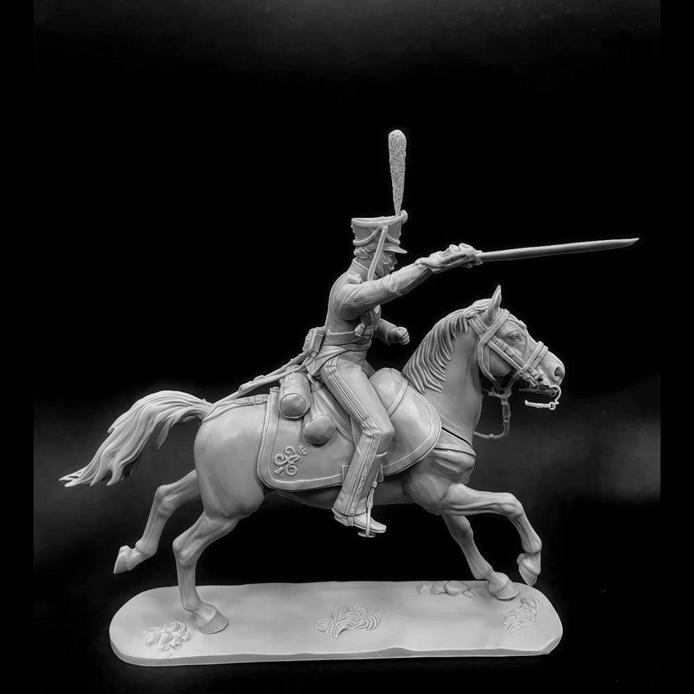 54mm Napoleonic Russian Cavalry Hunter, Resin Model Figure Kit, Unassembled and Unpainted