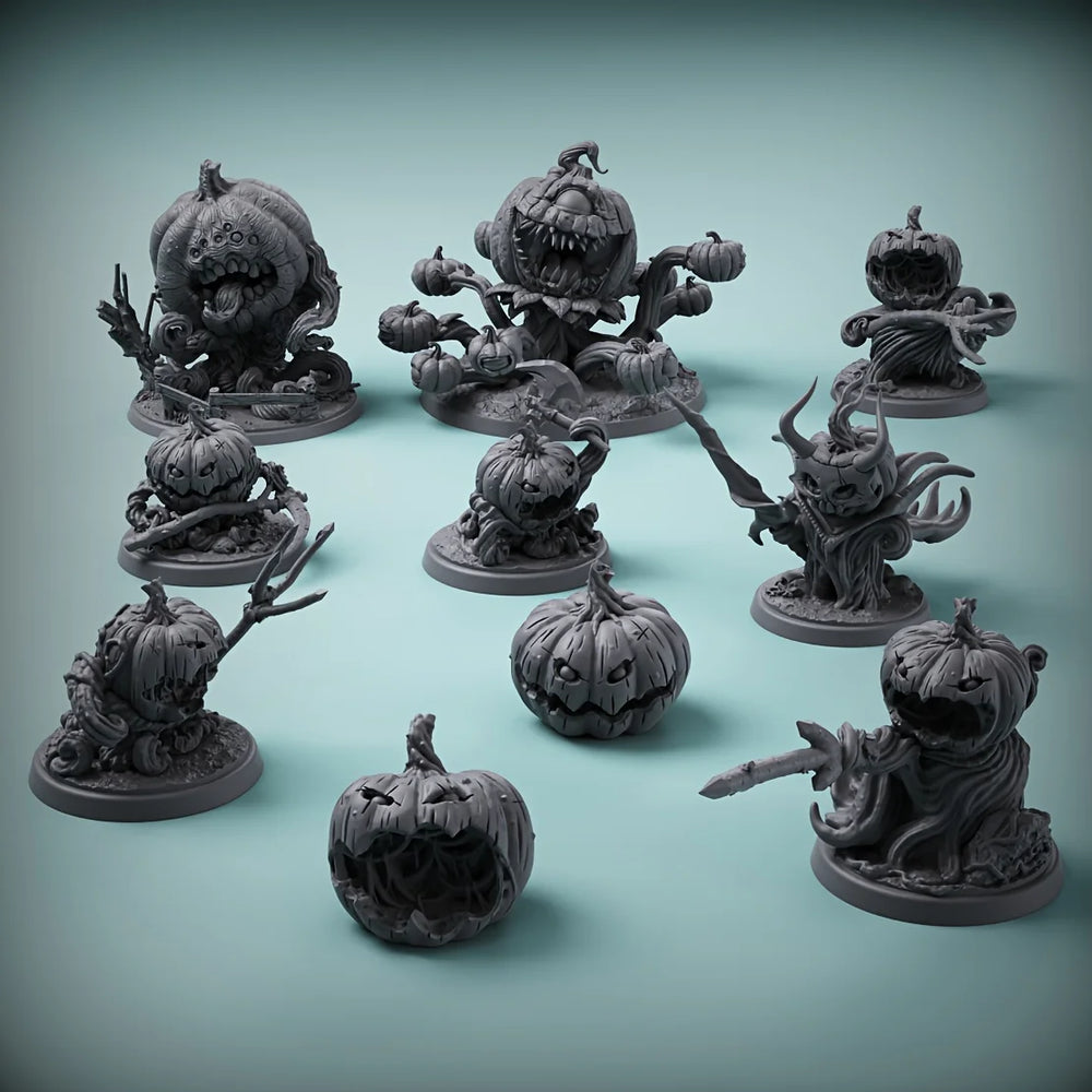 32mm Halloween Pumpkin Monster, 10 Figures, Resin Model Figure Kit, Fantasy Theme, Unassembled and Unpainted