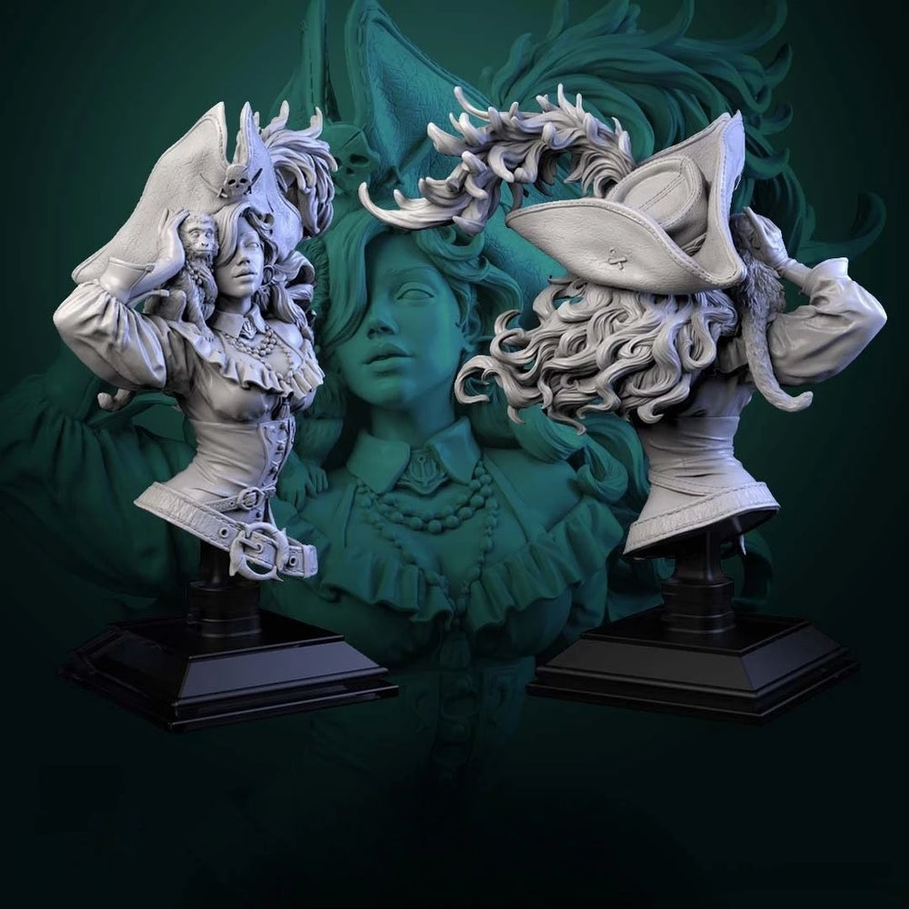 140mm Female Pirate, Resin Model Bust Kit, Fantasy Theme, Unassembled and Unpainted