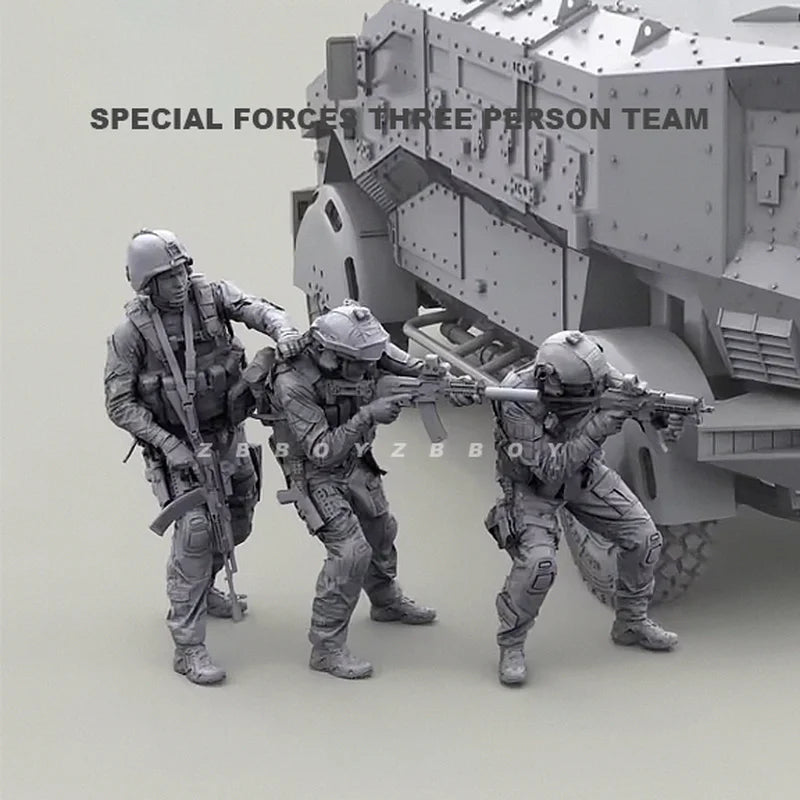 1/35 Modern Special Forces: Three-Person Combat Team, 3 Figures, Resin Model Figure Kit, Unassembled and Unpainted