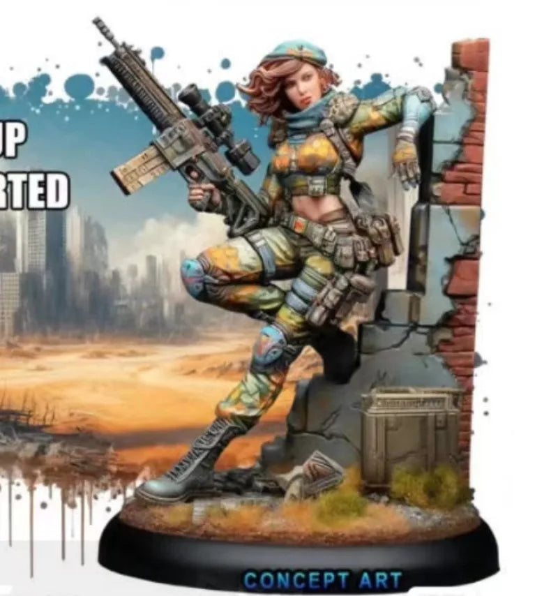 1/24 Wasteland Queen Female Warrior, Resin Model Figure Kit, Fantasy Theme, Unassembled and Unpainted