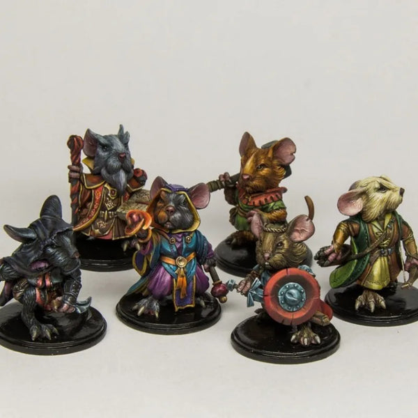 28mm Mouse Warrior Squad, 6 Figures, Resin Model Figure Kit, Fantasy Theme, Unassembled and Unpainted