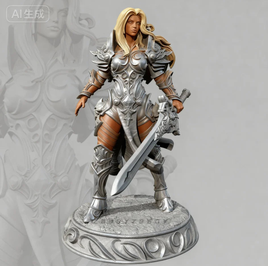 65mm Elf Warrior Ornate Armor, Resin Model Figure Kit, Fantasy Theme, Unassembled and Unpainted