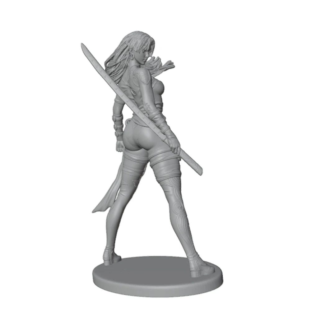 75mm Samurai Girl, Resin Model Figure Kit, Fantasy Theme, Unassembled and Unpainted