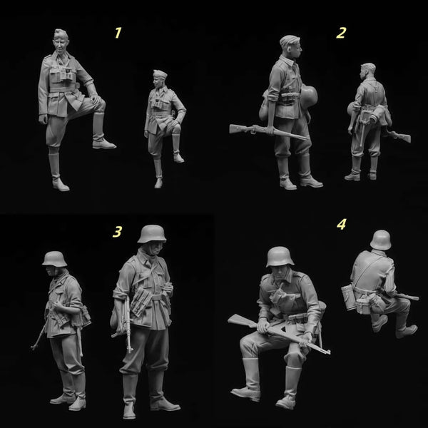 1/35 WWII Armored Squad, 8 Figures, Resin Model Figure Kit, Unassembled and Unpainted