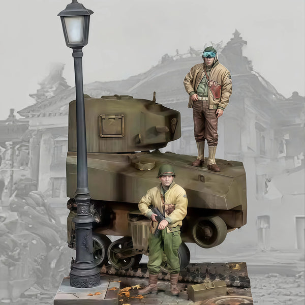 1/35 WWII German Checkpoint, 4 Figures, Resin Model Diorama Kit, Unassembled and Unpainted