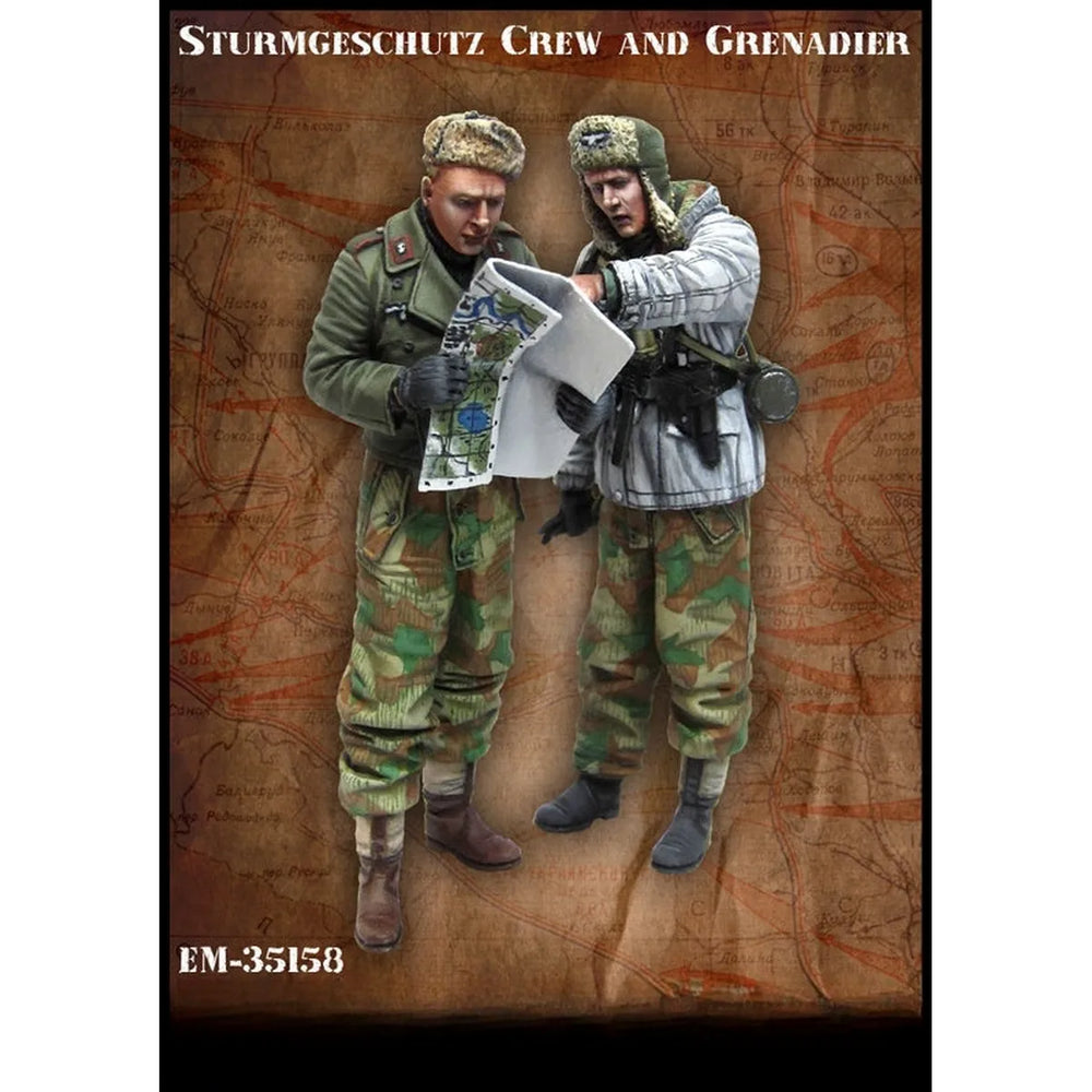 1/35 WWII German Sturmgeschütz Crew, 4 Figures, Resin Model Figure Kit, Unassembled and Unpainted