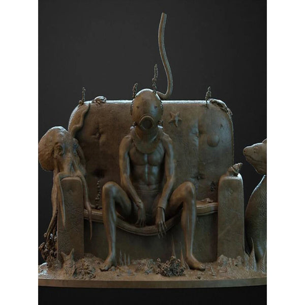 1/24 Dark Fantasy Demonic Throne, 4 Figures, Resin Model Diorama Kit, Fantasy Theme, Unassembled and Unpainted