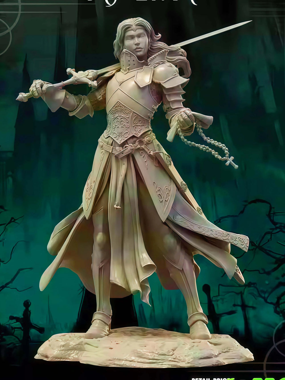1/24 Medieval Fantasy Holy Sword Warrior, Resin Model Figure Kit, Unassembled and Unpainted