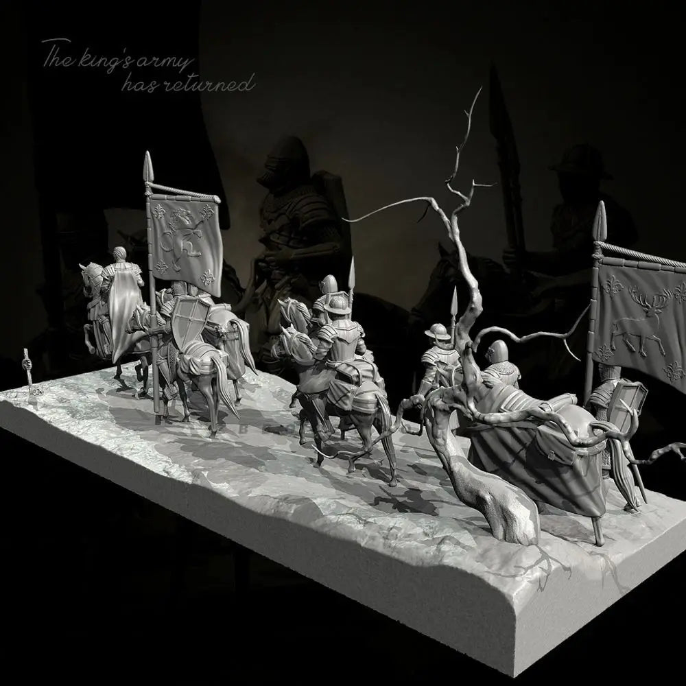 Medieval Imperial Cavalry, 28 Figures, Resin Model Diorama Kit, Unassembled and Unpainted