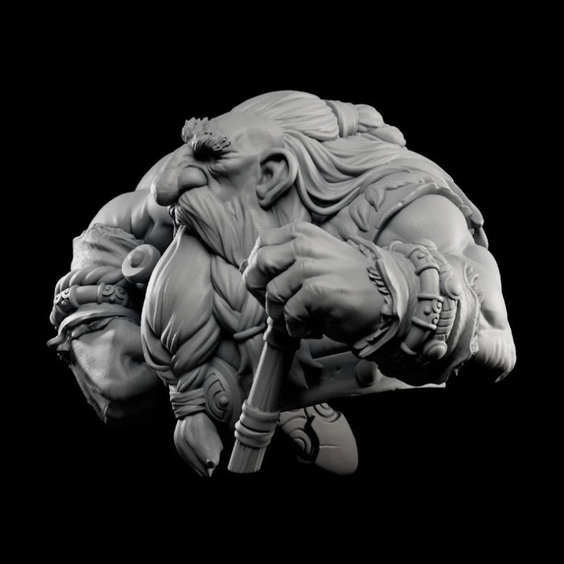60mm Dwarf Scavenger Warrior, Resin Model Bust Kit, Fantasy Theme, Unassembled and Unpainted