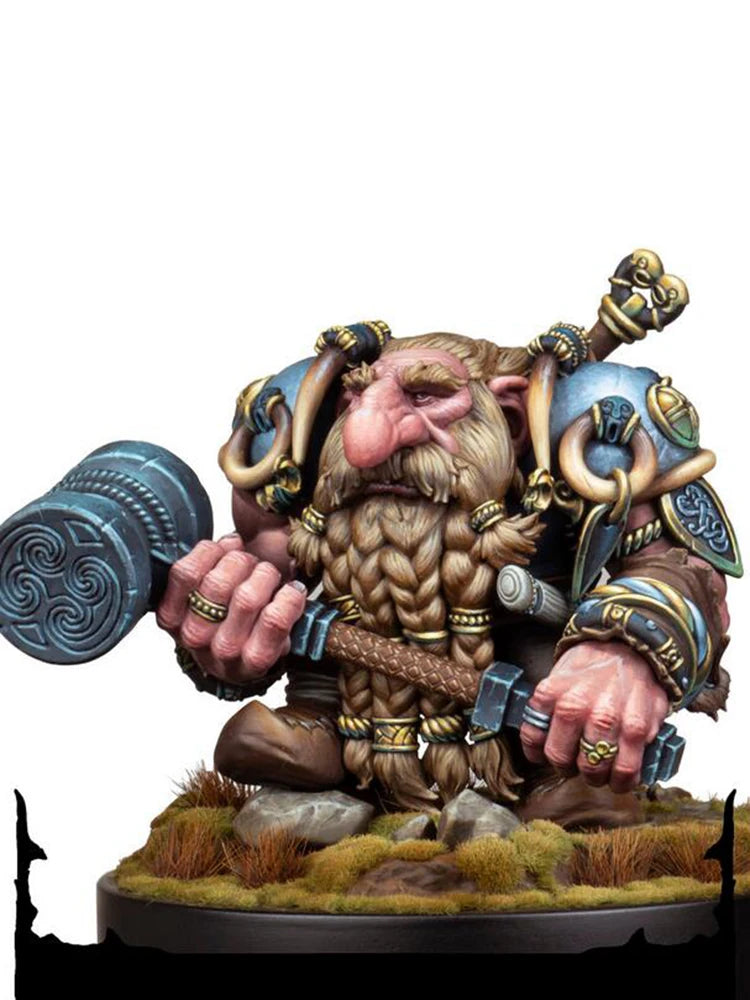 60mm Dwarf Warrior with Celtic Shield, Resin Model Figure Kit, Fantasy Theme, Unassembled and Unpainted