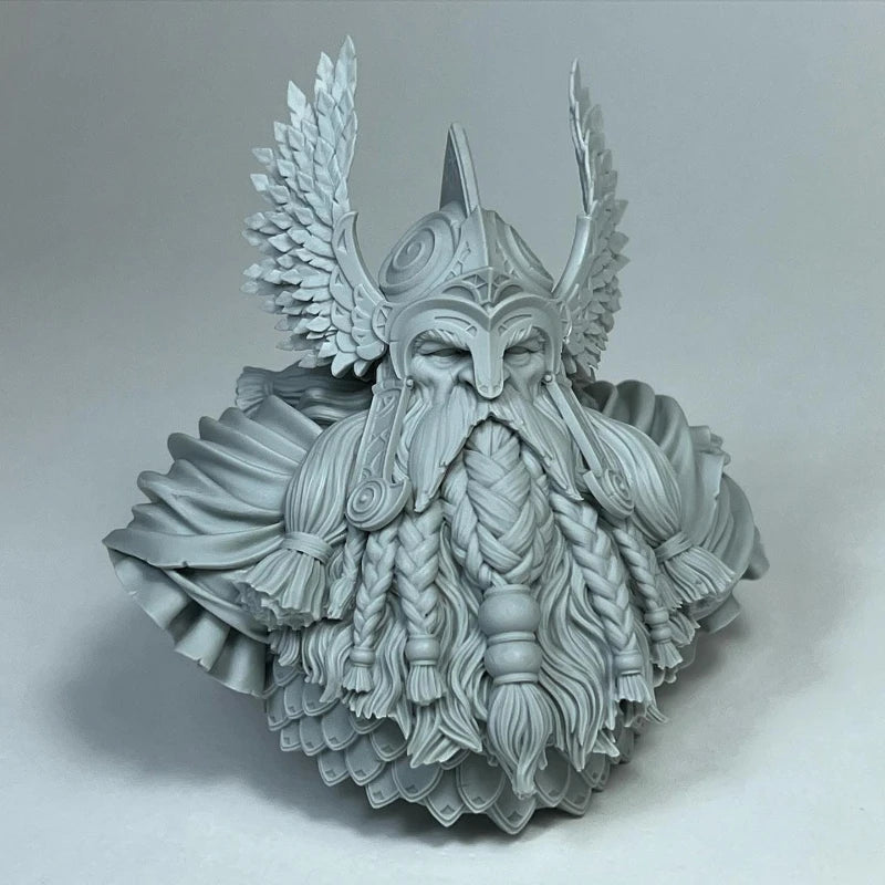 1/12 Dwarf Warlord with Winged Horns, Resin Model Bust Kit, Fantasy Theme, Unassembled and Unpainted
