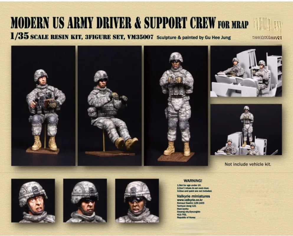 1/35 Modern US Army Support Crew, 3 Figures, Resin Model Figure Kit, Unassembled and Unpainted
