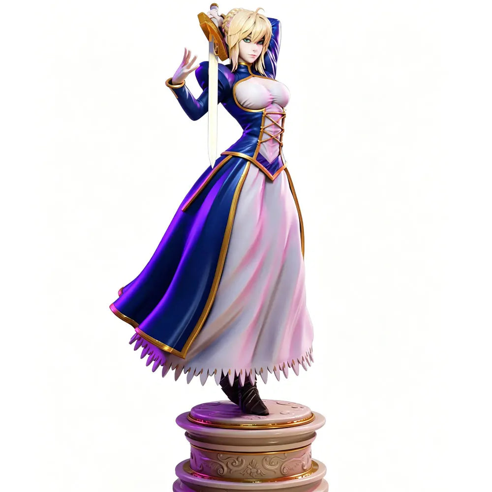 1/24 Blonde Elf in Formal Gown with Sword, Resin Model Figure Kit, Anime Theme, Unassembled and Unpainted