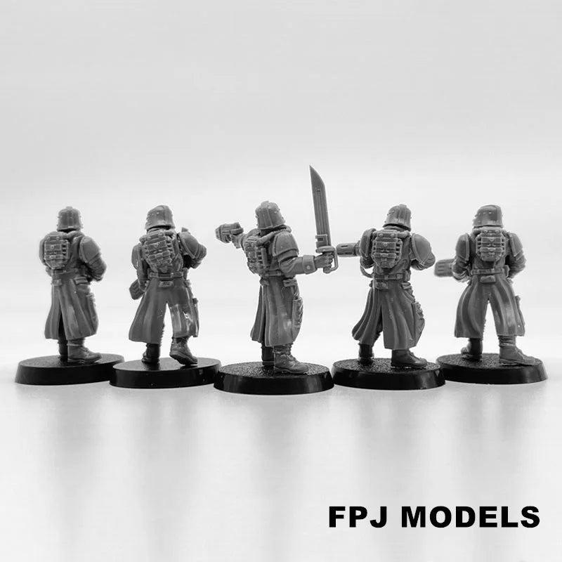 28mm Grim Guard Evaporators, 5 Figures, Resin Model Figure Kit, Fantasy Theme, Unassembled and Unpainted