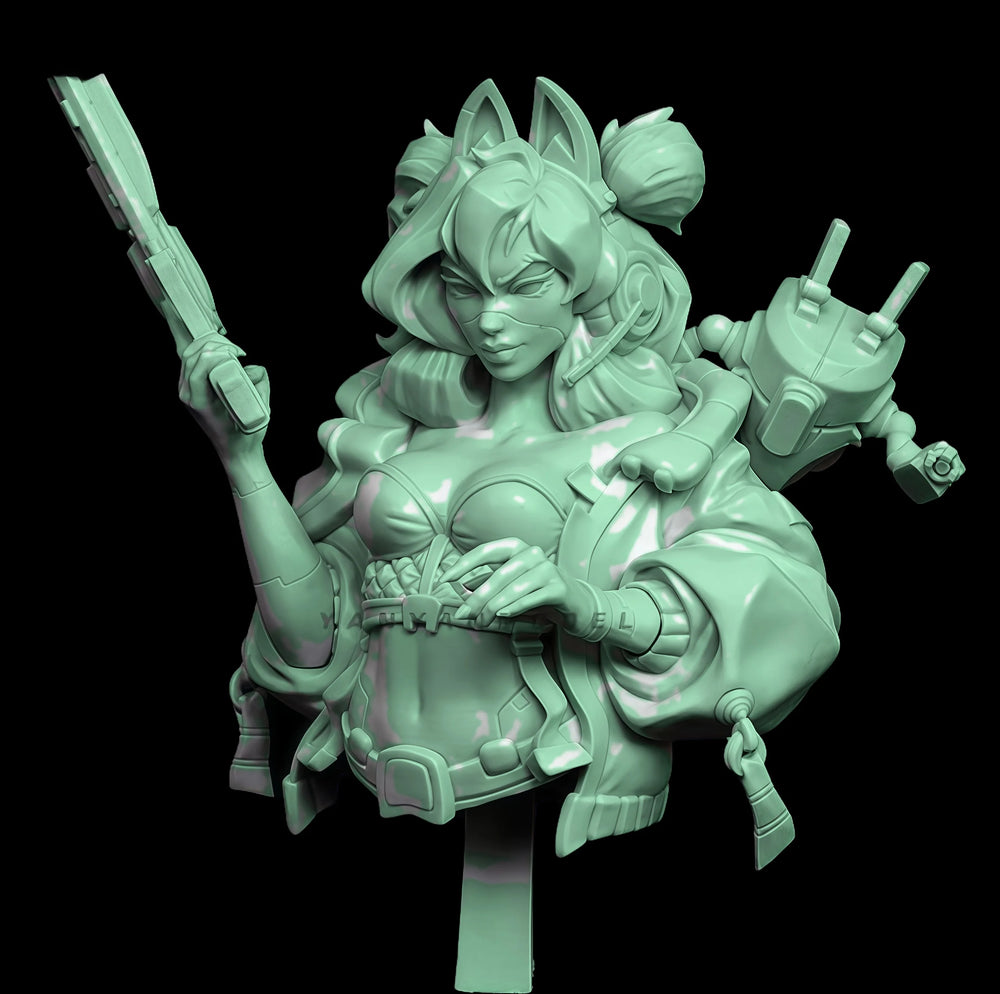 1/10 Mechanical Girl, Resin Model Bust Kit, Sci-Fi Theme, Unassembled and Unpainted
