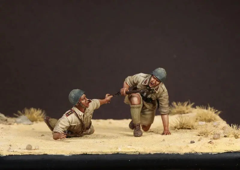 1/35 WWII North Africa Combat Set, 3 Figures, Resin Model Figure Kit, Unassembled and Unpainted