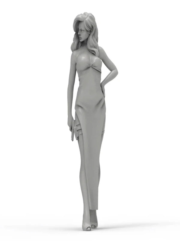 1/24 Modern Woman in Form-Fitted Dress, Resin Model Figure Kit, Unassembled and Unpainted