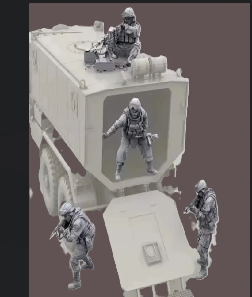 1/35 Modern Special Forces Team Securing Tactical Equipment, 4 Figures, Resin Model Figure Kit, Unassembled and Unpainted