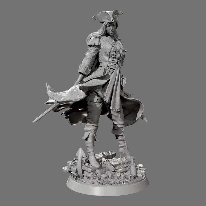 75mm Napoleonic Female Officer with Spear, Resin Model Figure Kit, Unassembled and Unpainted