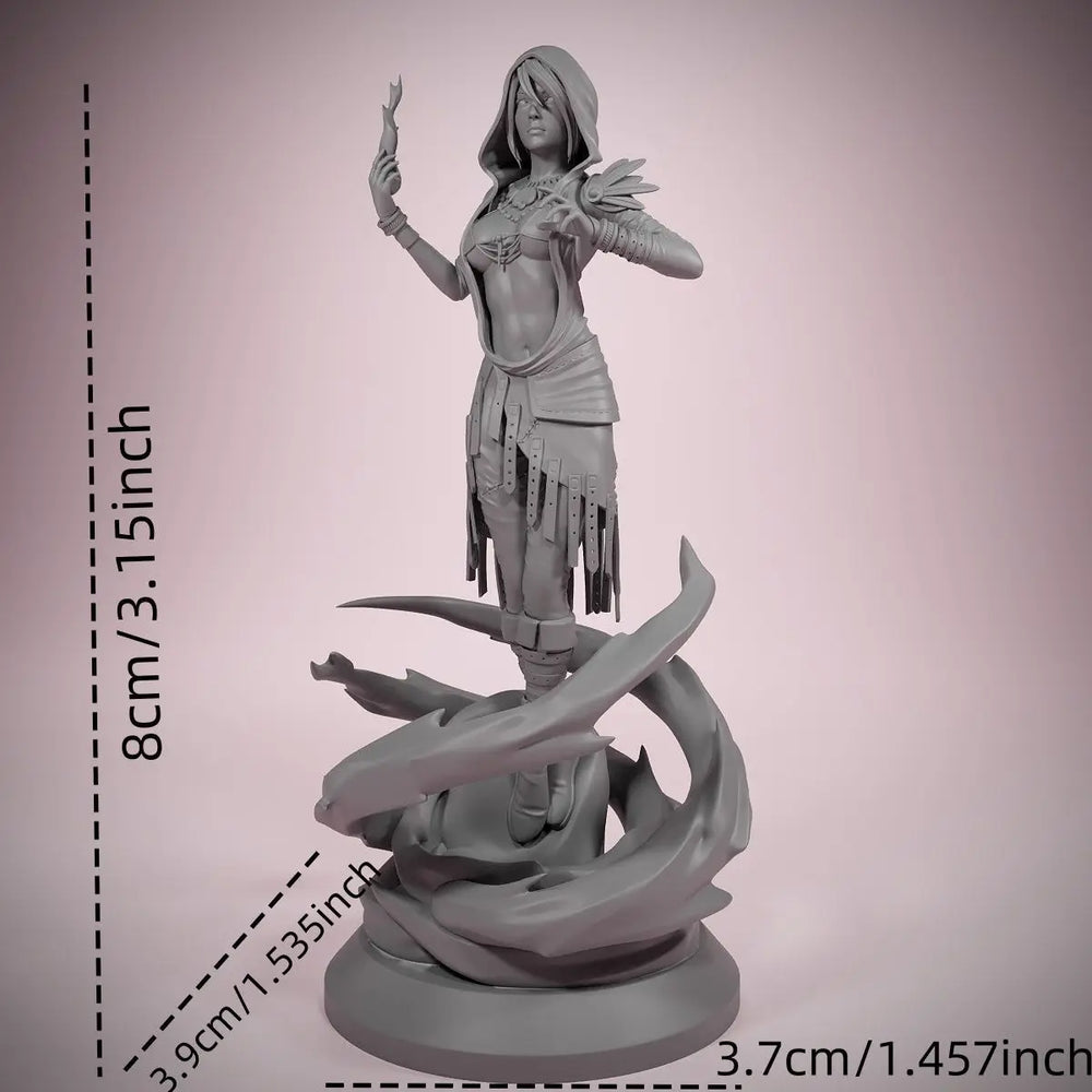 80mm Morrigan Sorceress, Resin Model Figure Kit, Fantasy Theme, Unassembled and Unpainted
