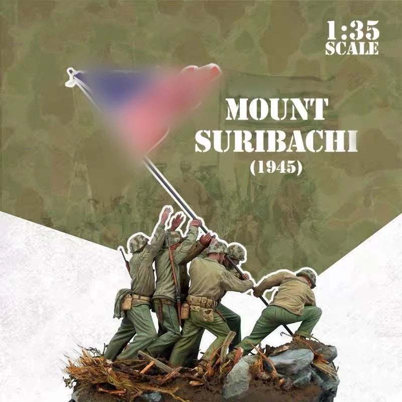 1/35 WWII Iwo Jima Flag-Raising, 6 Figures, Resin Model Diorama Kit, Unassembled and Unpainted
