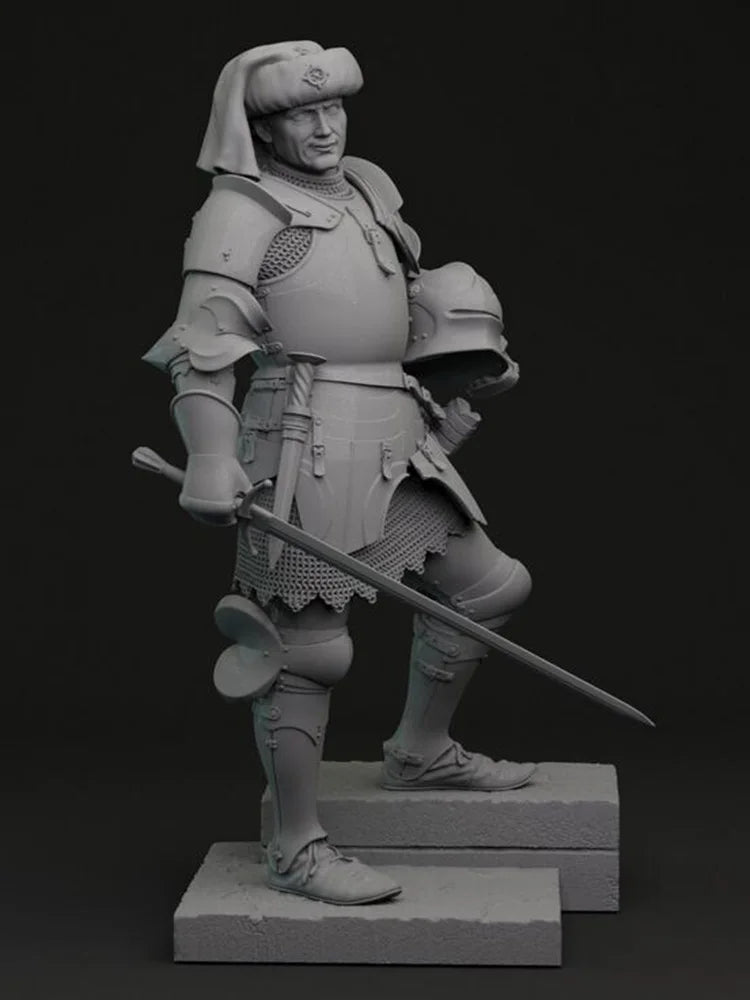 1/24 Medieval Italian Condottiere Commander, Resin Model Figure Kit, Unassembled and Unpainted