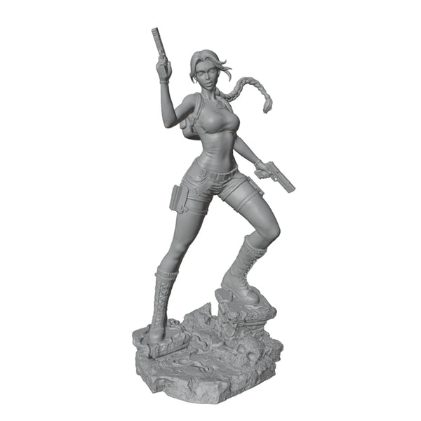 75mm Female Tactical Operator with Rifle and Machete, Resin Model Figure Kit, Fantasy Theme, Unassembled and Unpainted