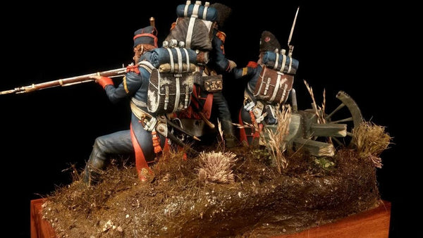 75mm Napoleonic Waterloo Last Stand, 4 Figures, Resin Model Diorama Kit, Unassembled and Unpainted