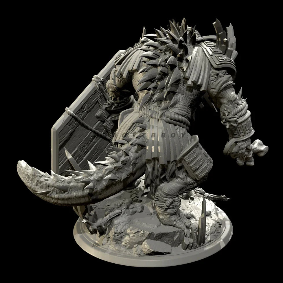 75mm Demonic Warrior with Spiked Armor and Crown, Resin Model Figure Kit, Fantasy Theme, Unassembled and Unpainted