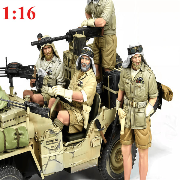 1/16 WWII German Desert Special Forces, 4 Figures, Resin Model Figure Kit, Unassembled and Unpainted