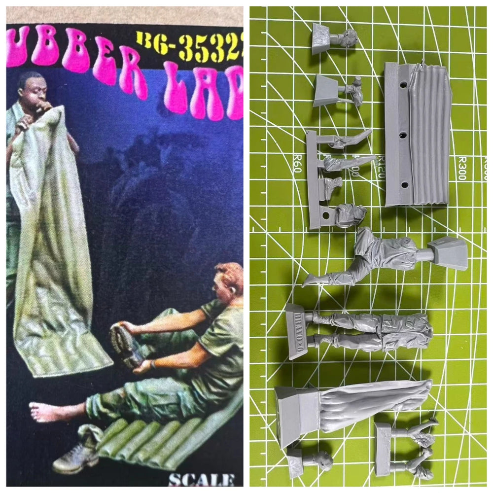 1/35 WWII German Infantry Combat Squad, 2 Figures, Resin Model Figure Kit, Unassembled and Unpainted