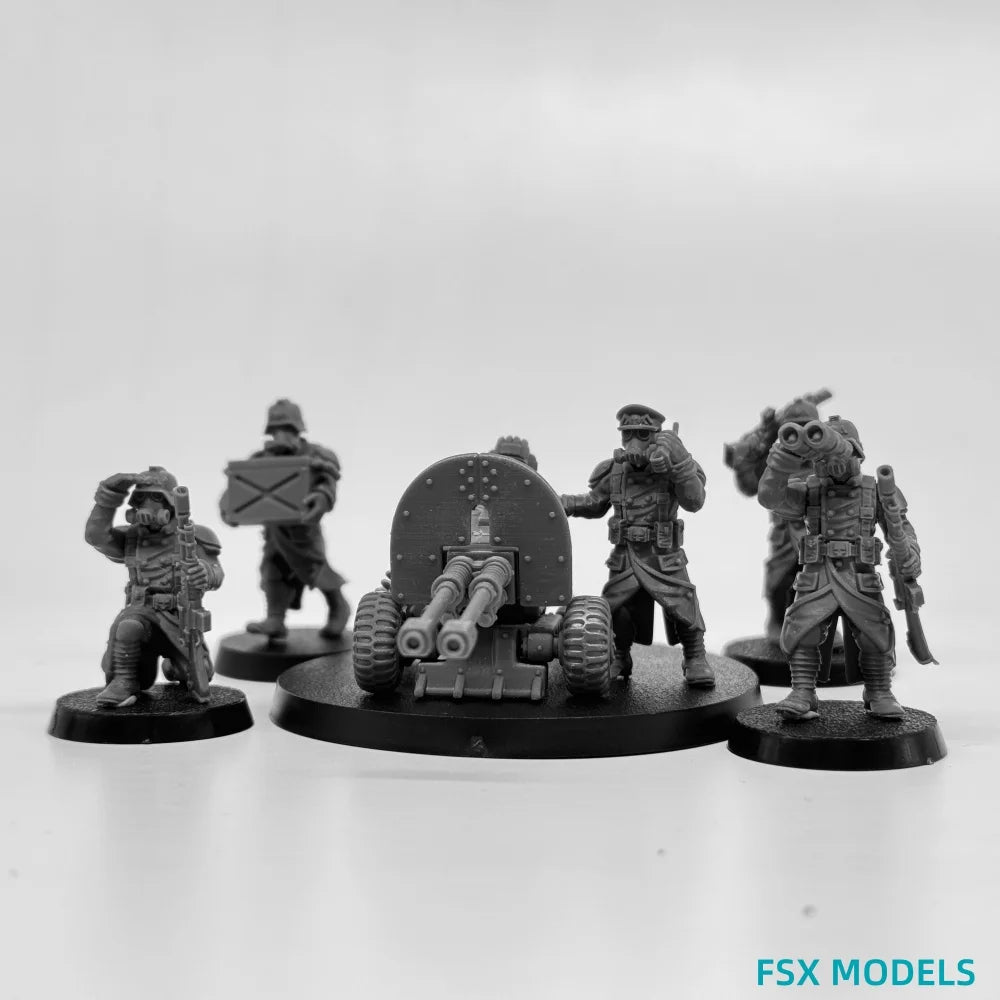 35mm Armored Infantry, 23 Figures, Resin Model Figure Kit, Fantasy Theme, Unassembled and Unpainted