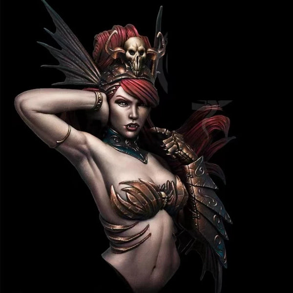 1/10 Winged Dark Sorceress in Ornate Armor, Resin Model Bust Kit, Fantasy Theme, Unassembled and Unpainted