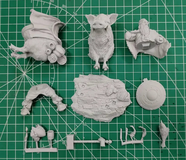 1/24 Medieval Fantasy Dwarf Warrior on Boar, Resin Model Figure Kit, Unassembled and Unpainted