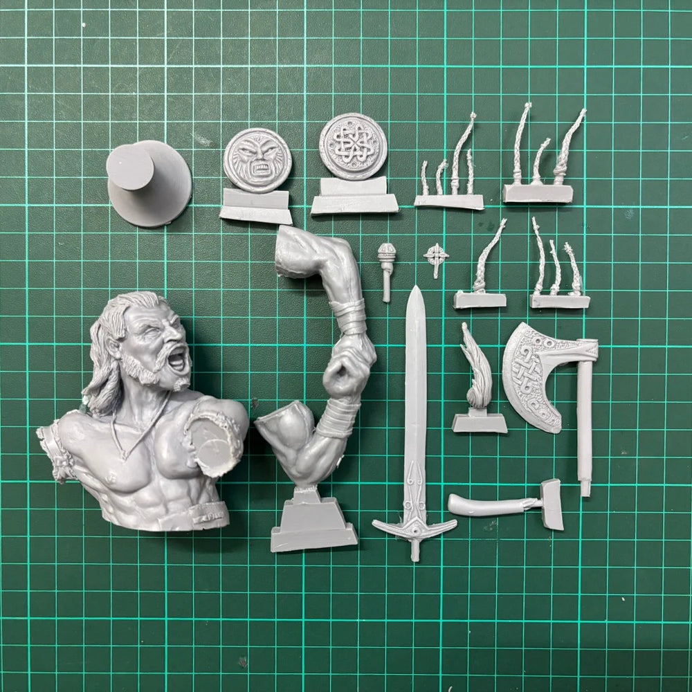 1/9 Ancient Celtic Warrior, Resin Model Bust Kit, Unassembled and Unpainted