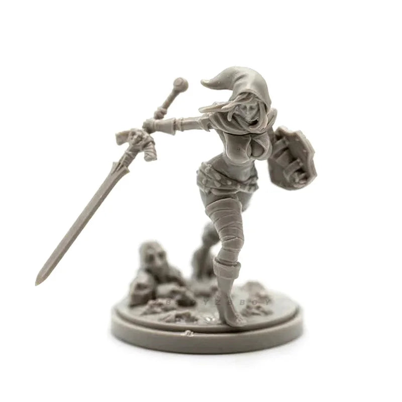 38mm Female Warrior with Wrapped Legs and Greatsword, Resin Model Figure Kit, Fantasy Theme, Unassembled and Unpainted