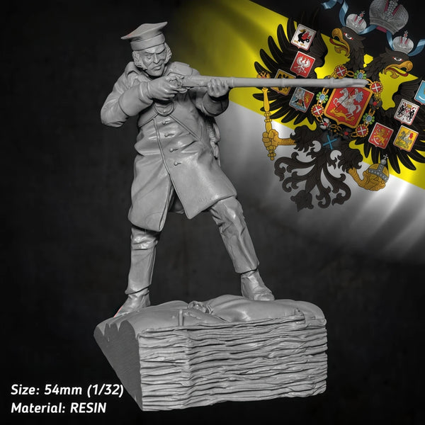 54mm WWI Russian Imperial Marksman, Resin Model Figure Kit, Unassembled and Unpainted
