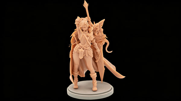 40mm Female Demon Warrior with Ornate Horned Armor, Resin Model Figure Kit, Fantasy Theme, Unassembled and Unpainted