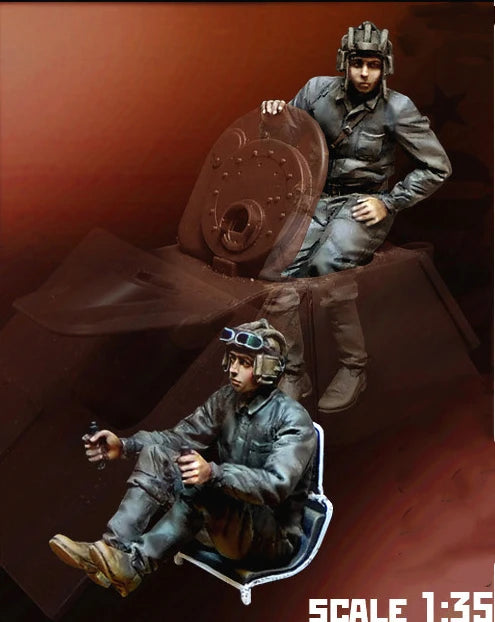 1/35 WWII Armored Fantasy Knights with Shields and Captives, 2 Figures, Resin Model Figure Kit, Unassembled and Unpainted
