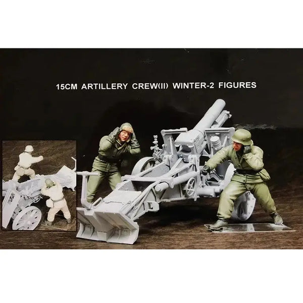 1/35 WWII Artillery Crew, 3 Figures, Resin Model Figure Kit, Unassembled and Unpainted