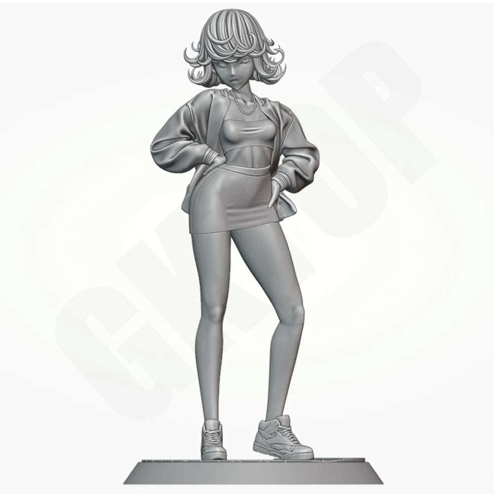 1/24 Green-Haired Female Character, Resin Model Figure Kit, Unassembled and Unpainted