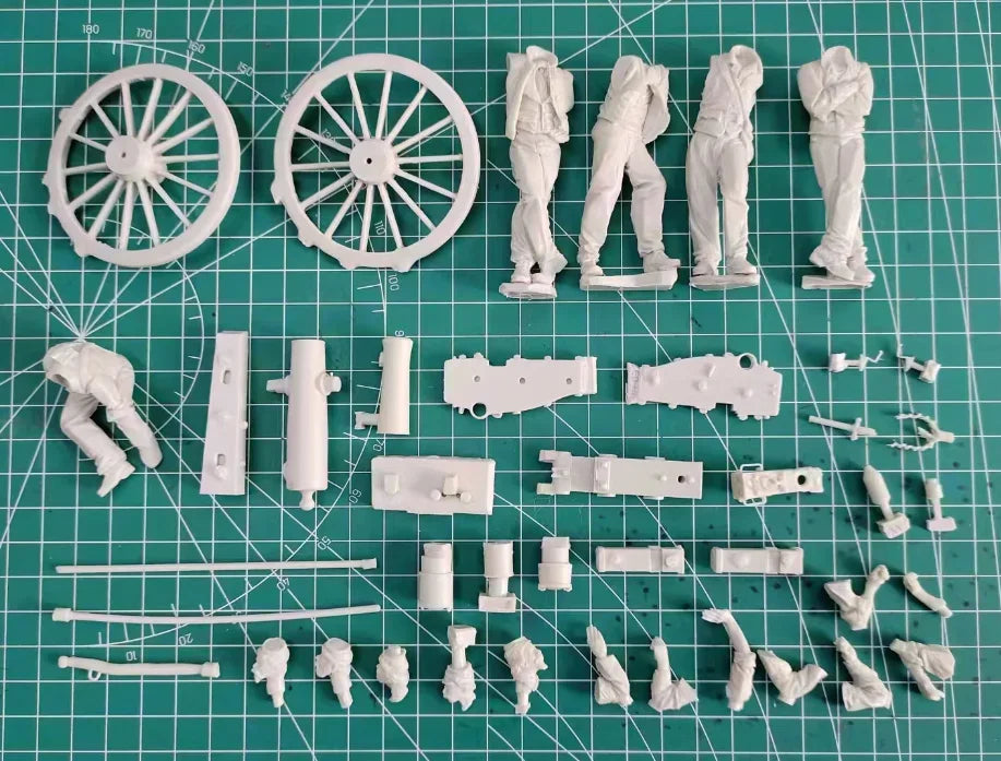 1/24 American Civil War Confederate Artillery, 5 Figures, Resin Model Figure Kit, Unassembled and Unpainted