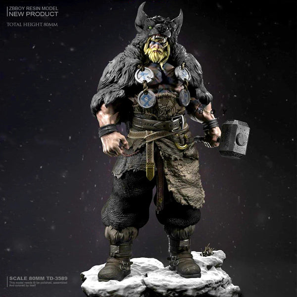 80mm Demonic Warrior, Resin Model Figure Kit, Fantasy Theme, Unassembled and Unpainted